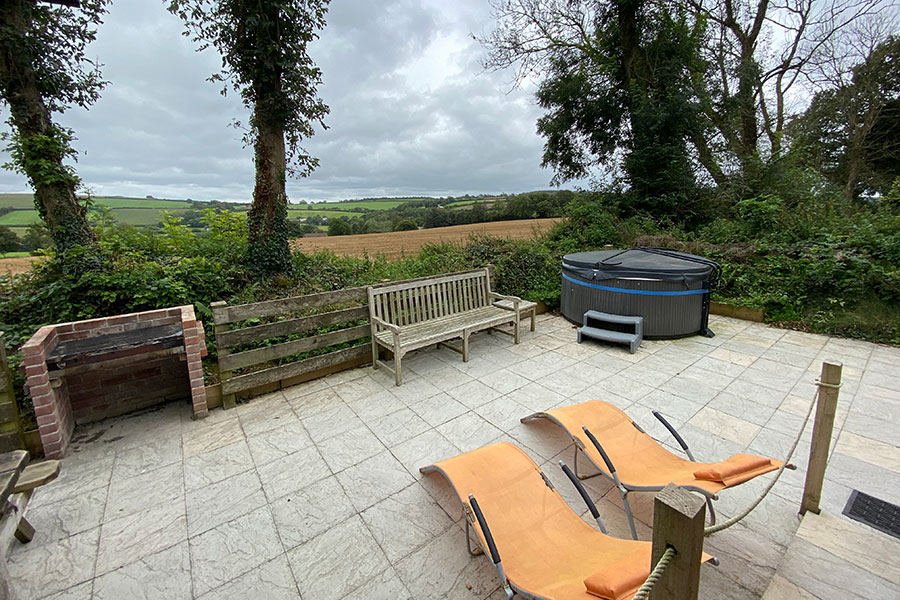 patio with seating